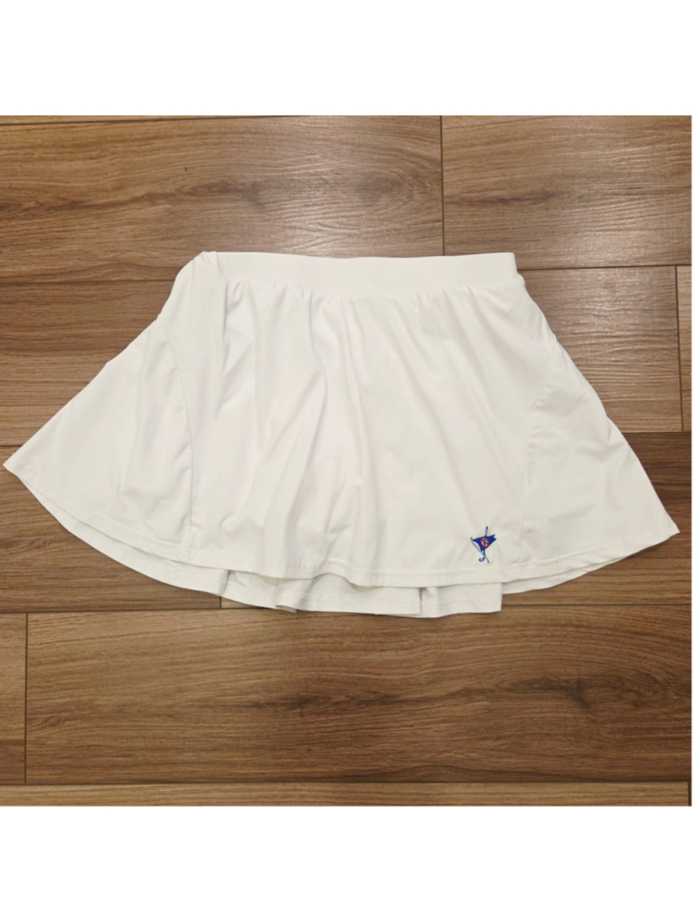 Women's White Skort with Blue Logo Detail